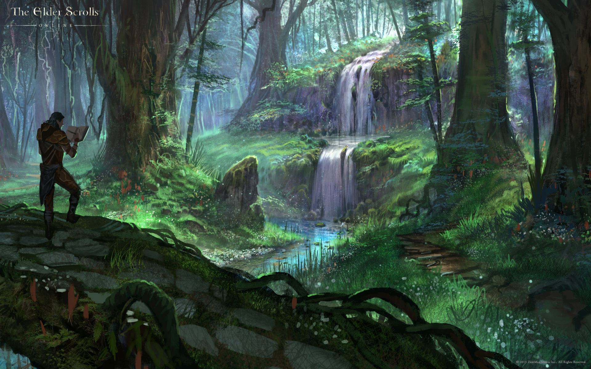 Wallpaper The Elder Scrolls Online: Secluded Waterfall in Grahtwood