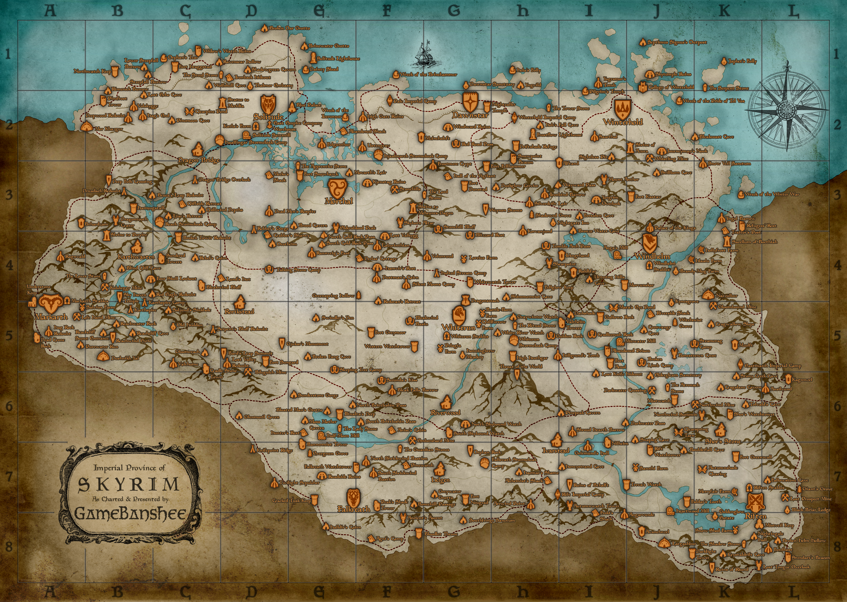 The Elder Scrolls V: Skyrim wallpaper map