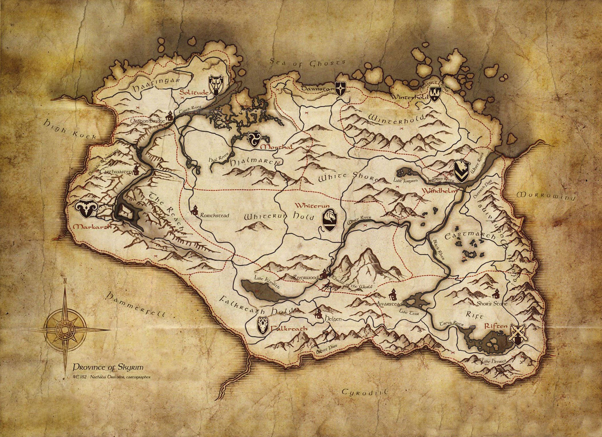 Wallpaper The Elder Scrolls V: Skyrim Province of Skyrim Map