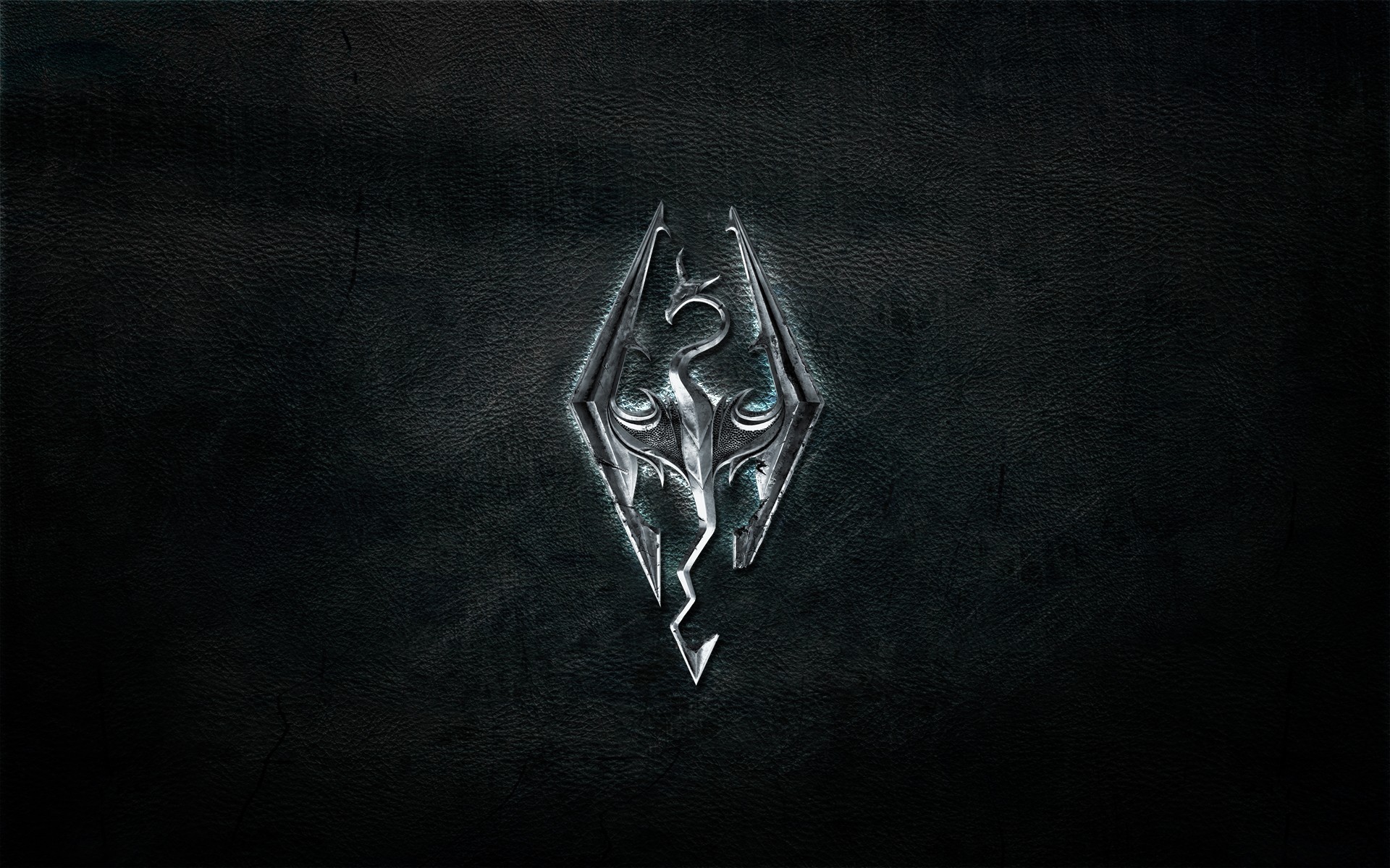 Wallpaper The Elder Scrolls V: Skyrim logo on leather