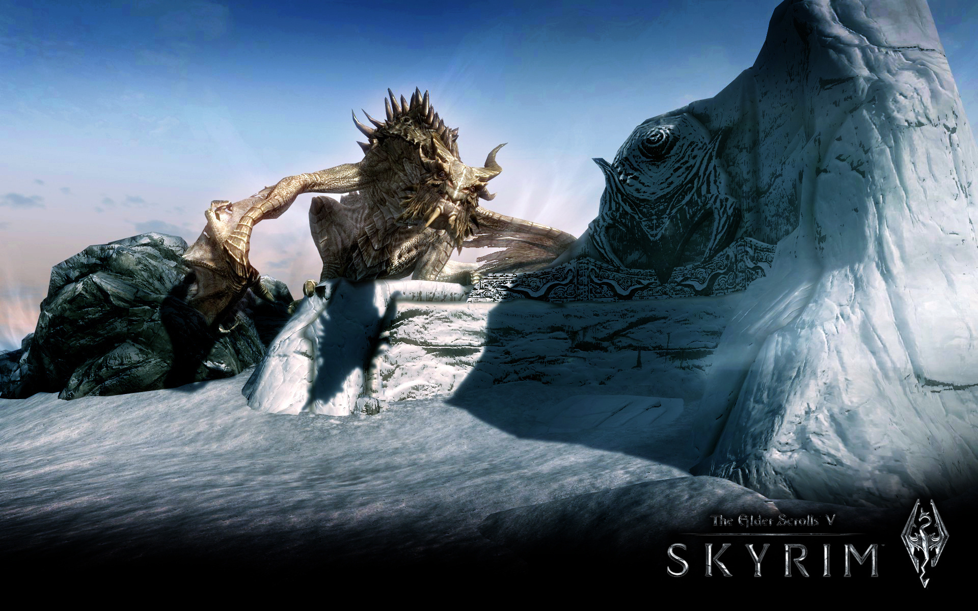 Wallpaper The Elder Scrolls V: Skyrim dragon in the mountains