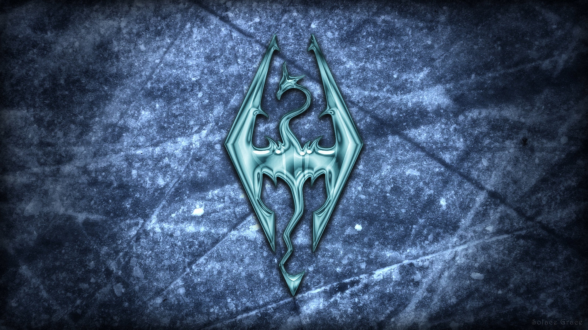 Wallpaper The Elder Scrolls V: Skyrim logo on the ice